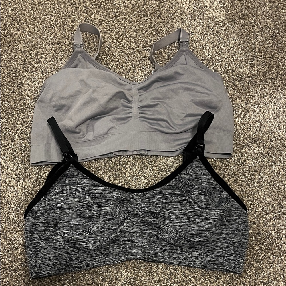 Motherhood Gray and Black Nursing Bras